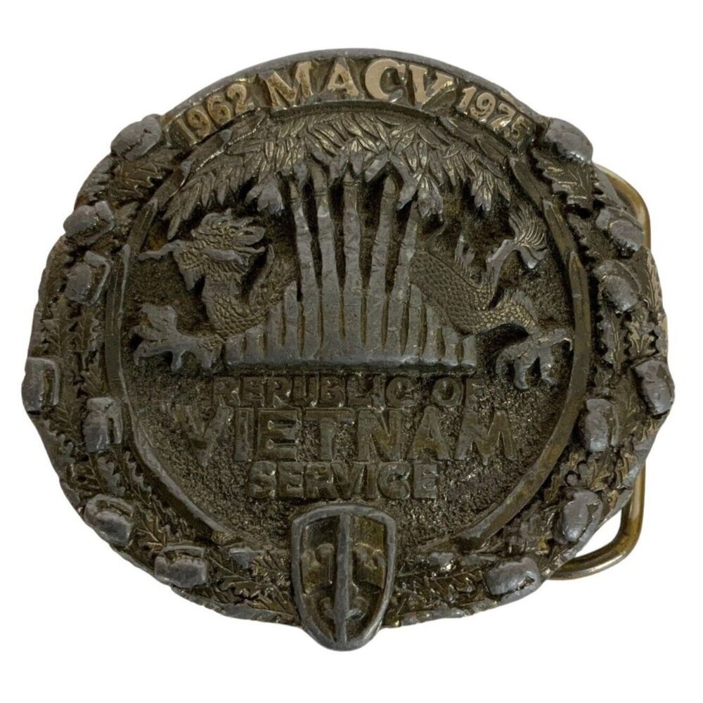 Republic Of Vietnam Service Belt Buckle 1962 MACV 1975 Great American Buckle Co